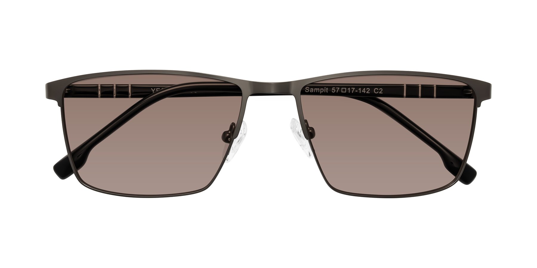Folded Front of Sampit in Gunmetal with Medium Brown Tinted Lenses