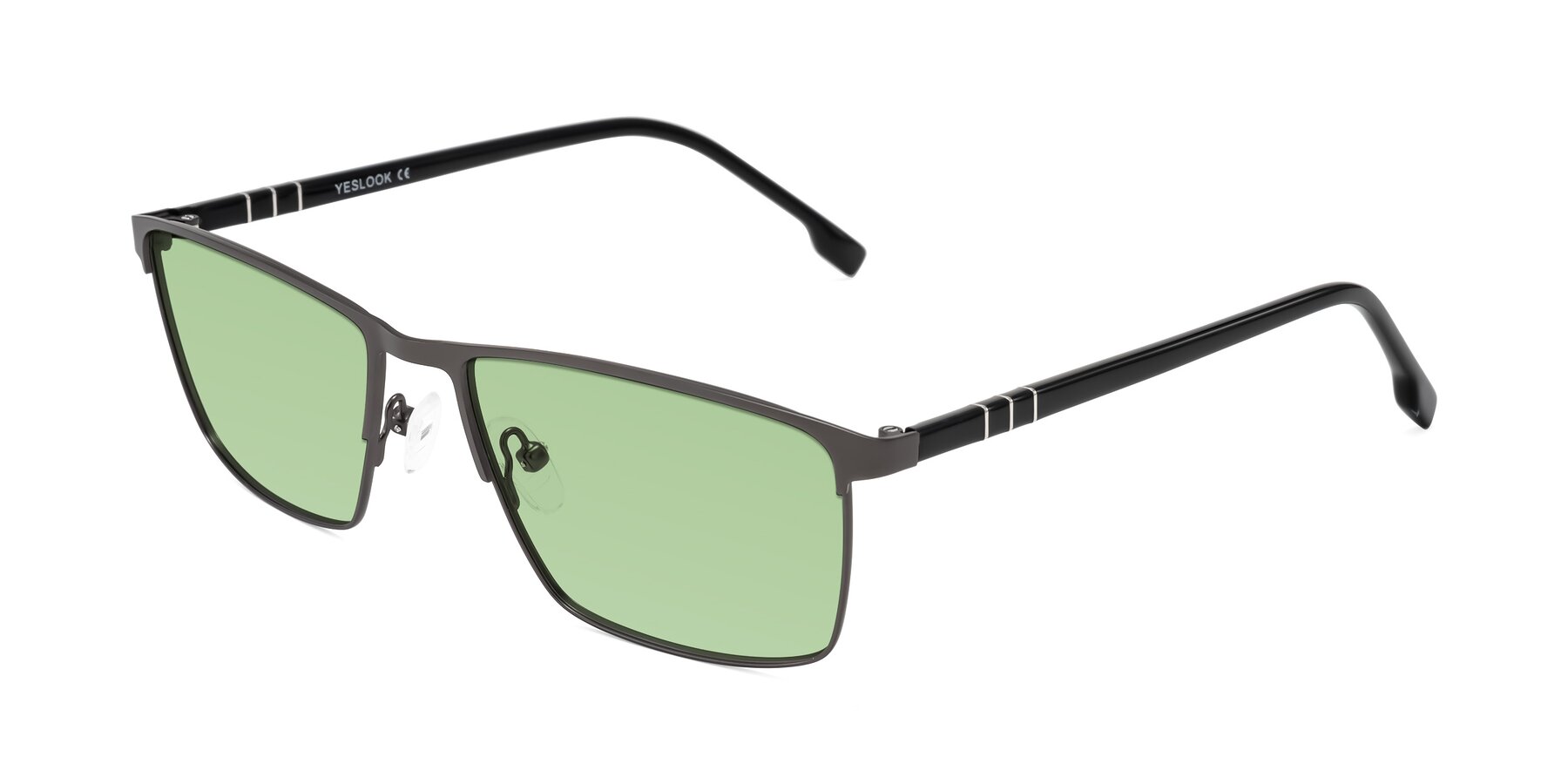 Angle of Sampit in Gunmetal with Medium Green Tinted Lenses