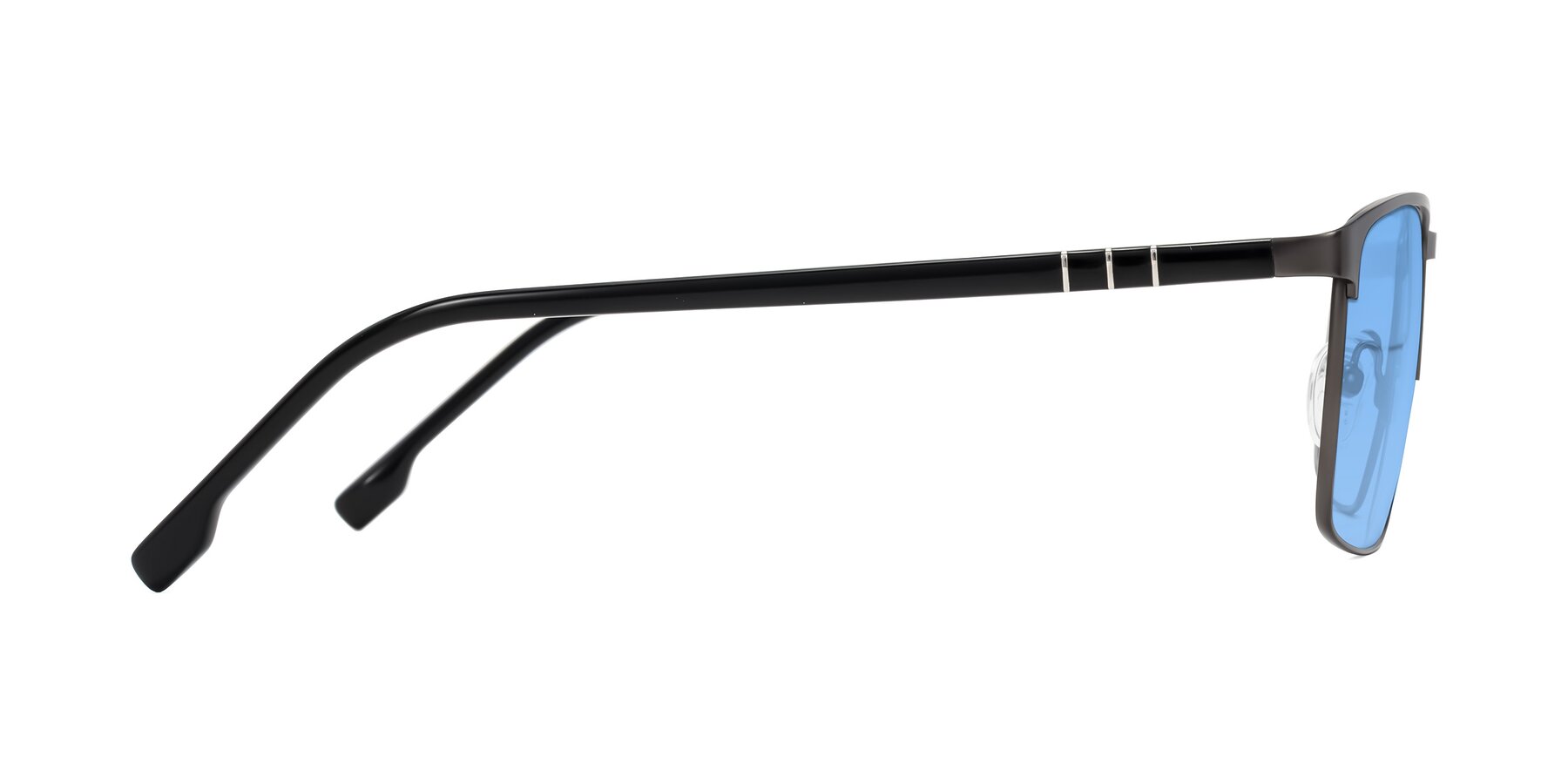 Side of Sampit in Gunmetal with Medium Blue Tinted Lenses