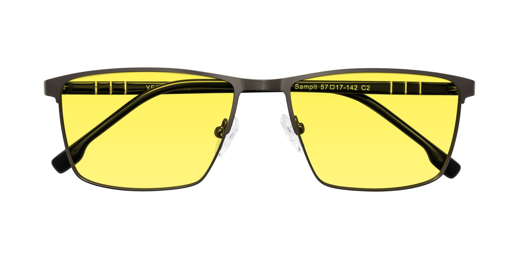 Folded Front of Sampit in Gunmetal with Medium Yellow Tinted Lenses