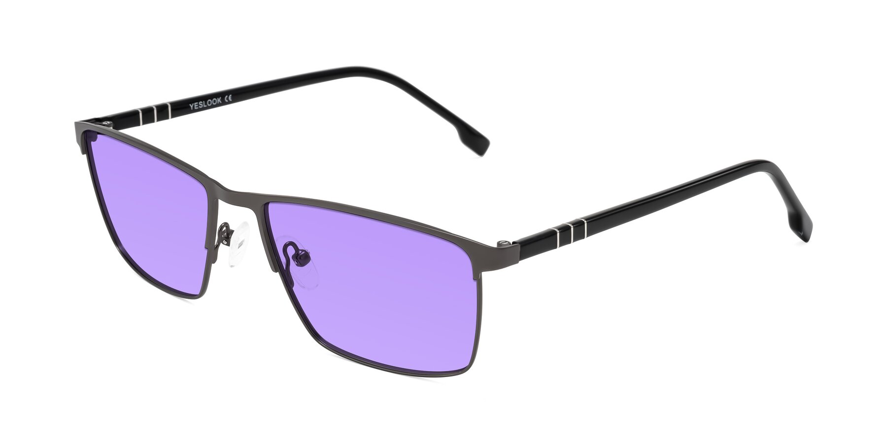 Angle of Sampit in Gunmetal with Medium Purple Tinted Lenses