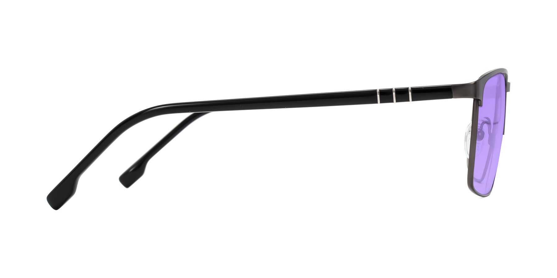 Side of Sampit in Gunmetal with Medium Purple Tinted Lenses