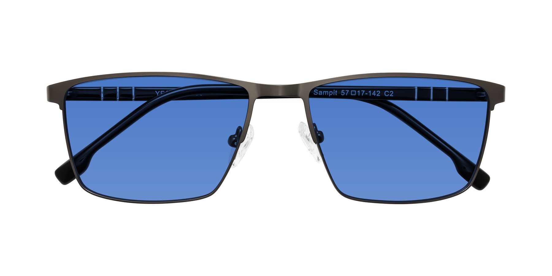 Folded Front of Sampit in Gunmetal with Blue Tinted Lenses