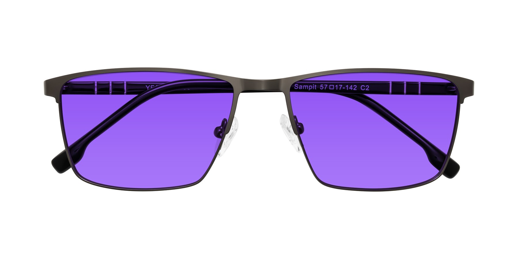 Folded Front of Sampit in Gunmetal with Purple Tinted Lenses