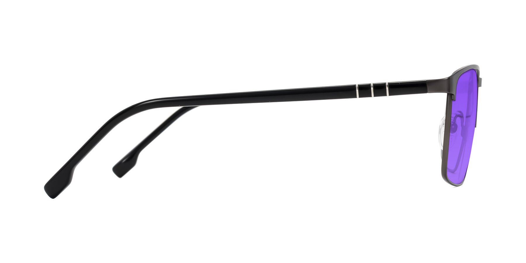 Side of Sampit in Gunmetal with Purple Tinted Lenses