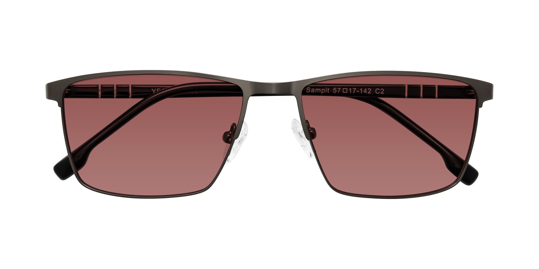 Folded Front of Sampit in Gunmetal with Garnet Tinted Lenses