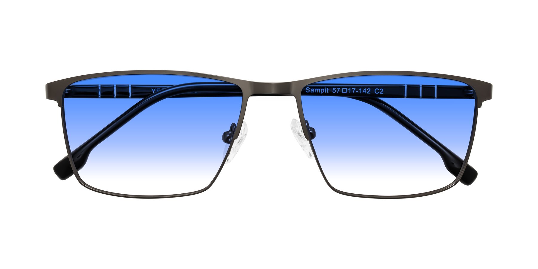 Folded Front of Sampit in Gunmetal with Blue Gradient Lenses