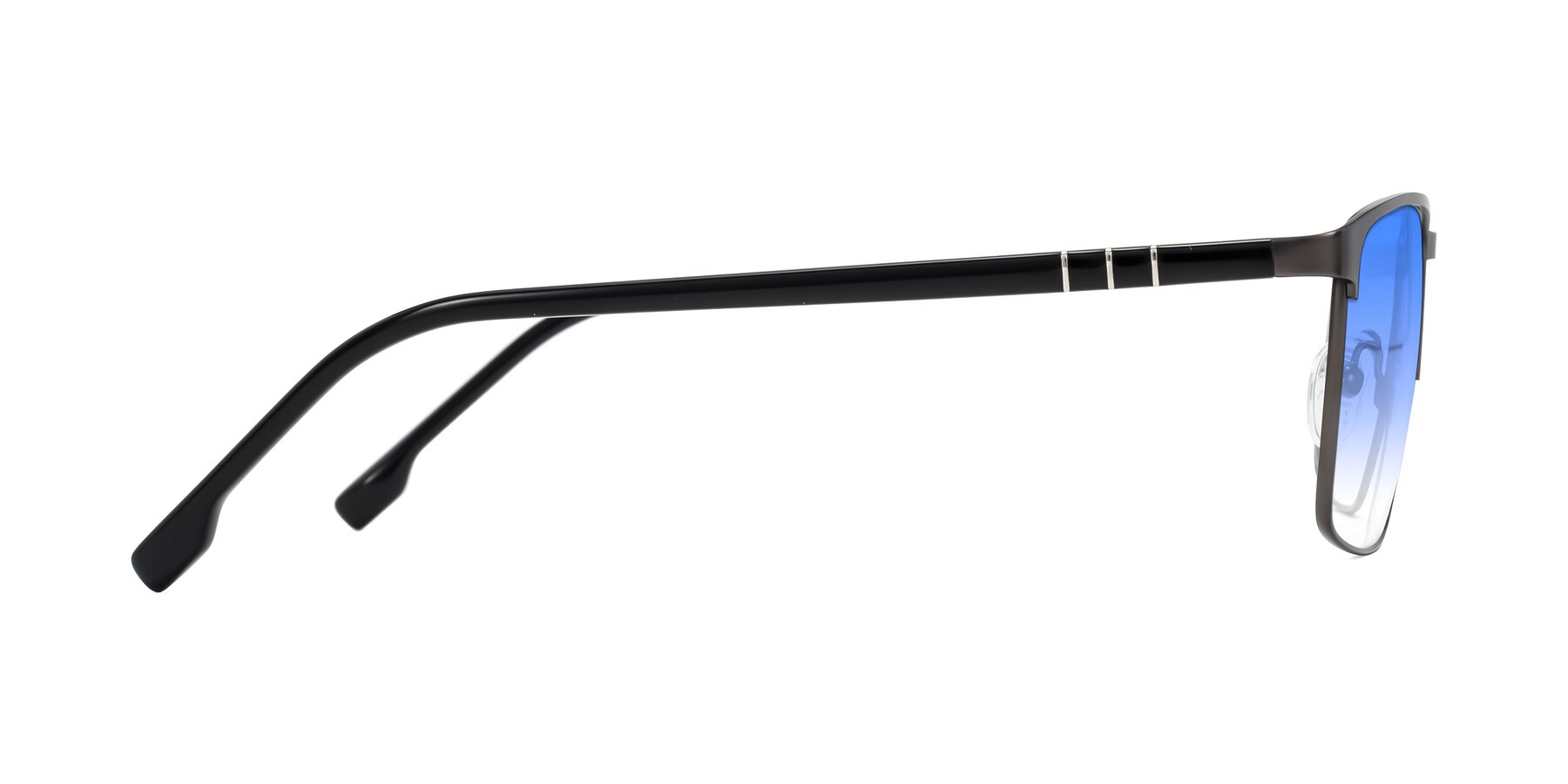 Side of Sampit in Gunmetal with Blue Gradient Lenses