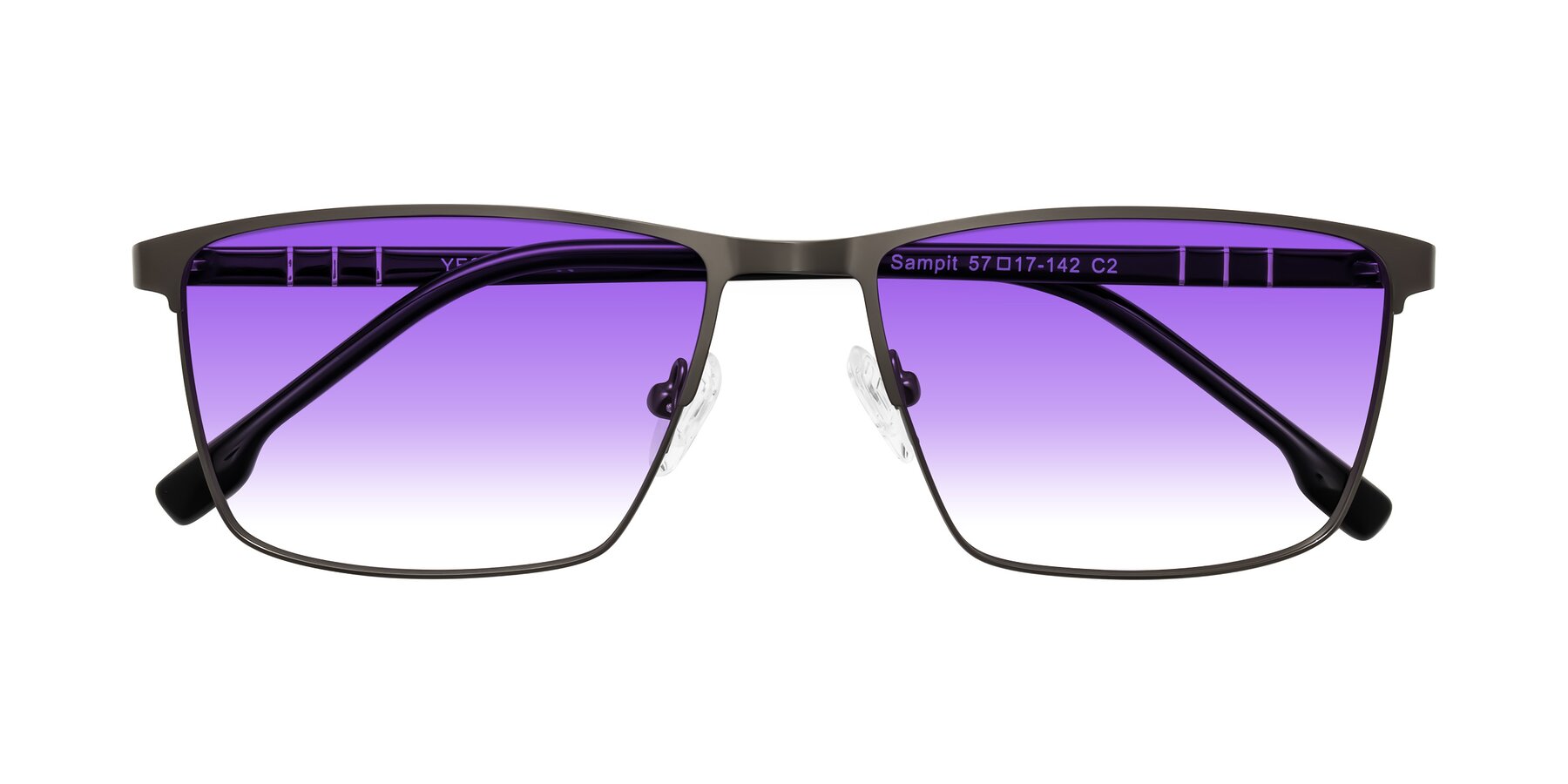 Folded Front of Sampit in Gunmetal with Purple Gradient Lenses