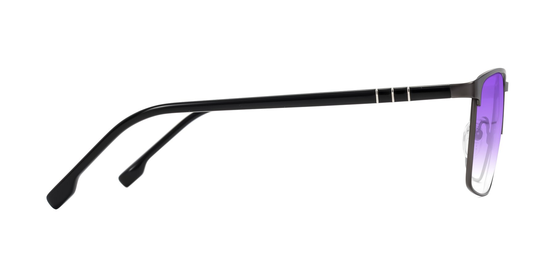Side of Sampit in Gunmetal with Purple Gradient Lenses