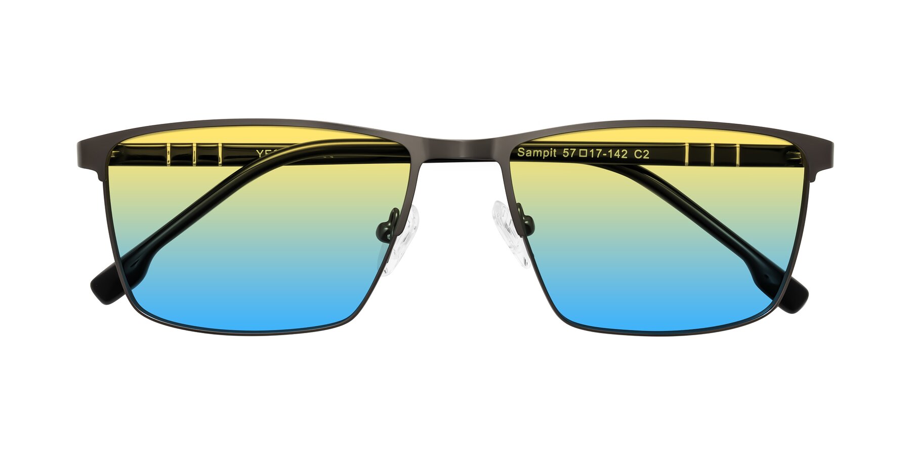 Folded Front of Sampit in Gunmetal with Yellow / Blue Gradient Lenses