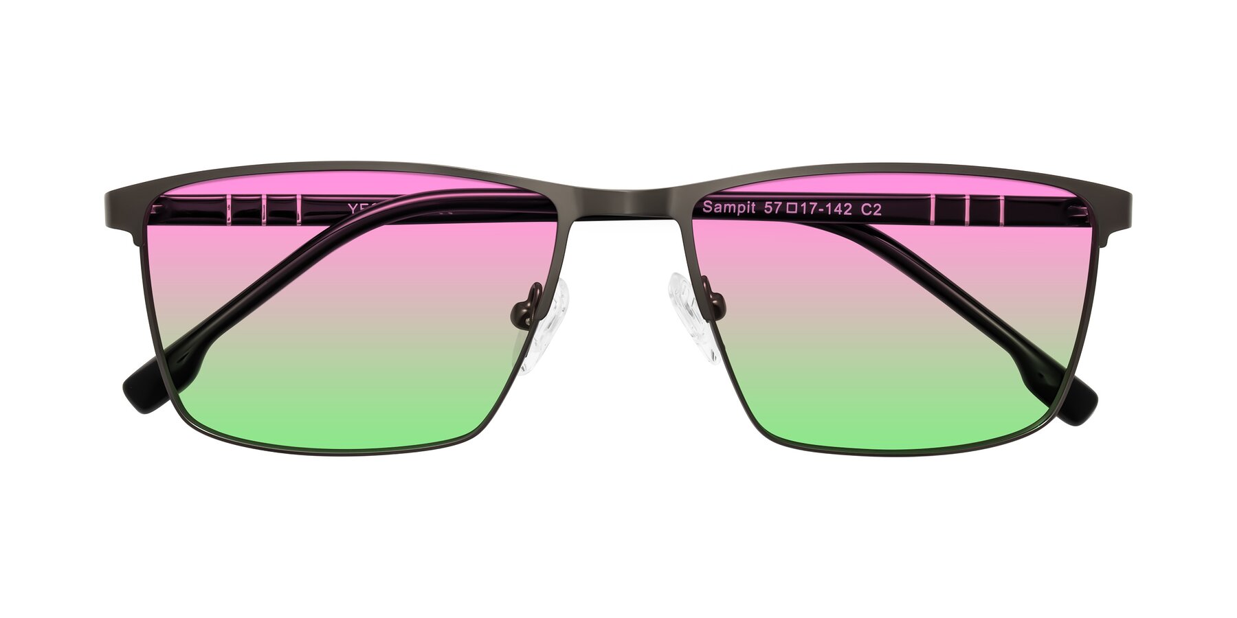 Folded Front of Sampit in Gunmetal with Pink / Green Gradient Lenses