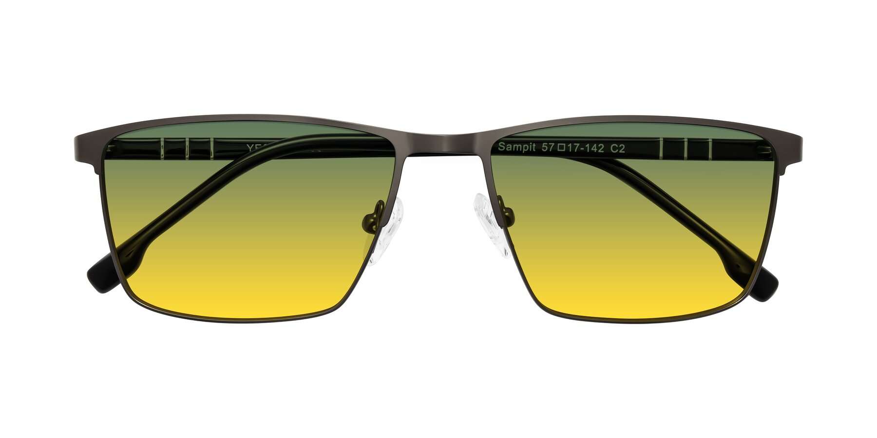 Folded Front of Sampit in Gunmetal with Green / Yellow Gradient Lenses