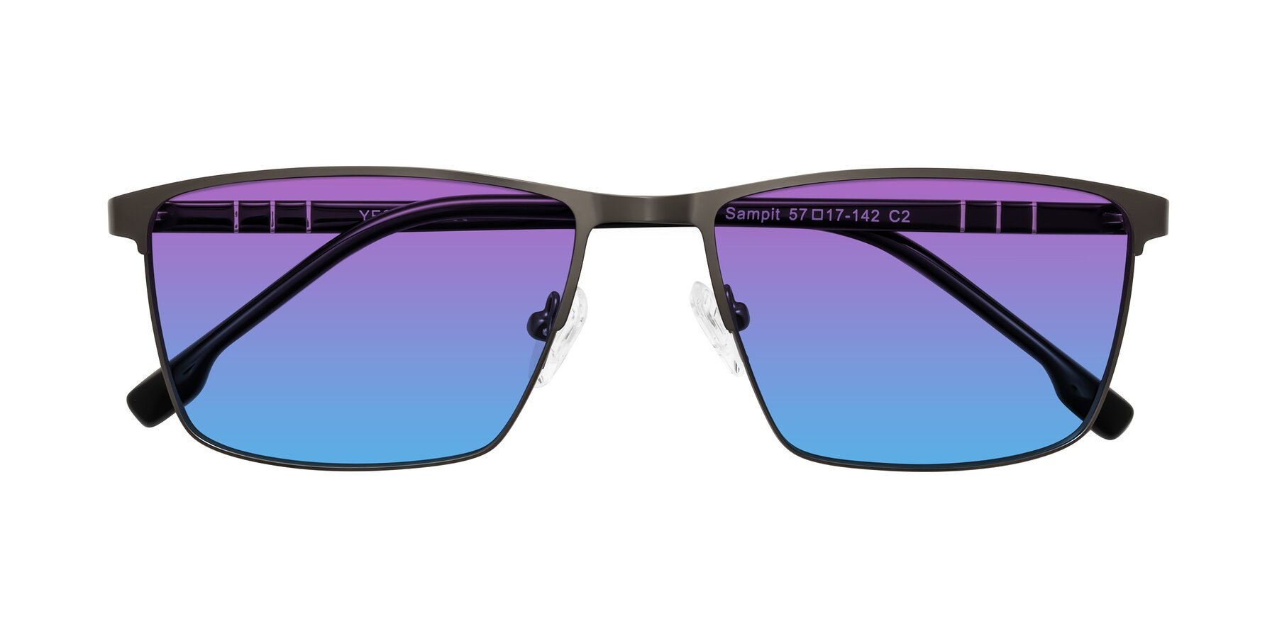 Folded Front of Sampit in Gunmetal with Purple / Blue Gradient Lenses