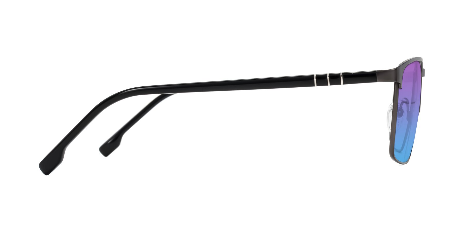 Side of Sampit in Gunmetal with Purple / Blue Gradient Lenses