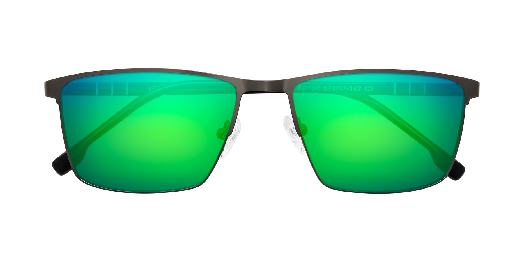 Folded Front of Sampit in Gunmetal with Green Mirrored Lenses