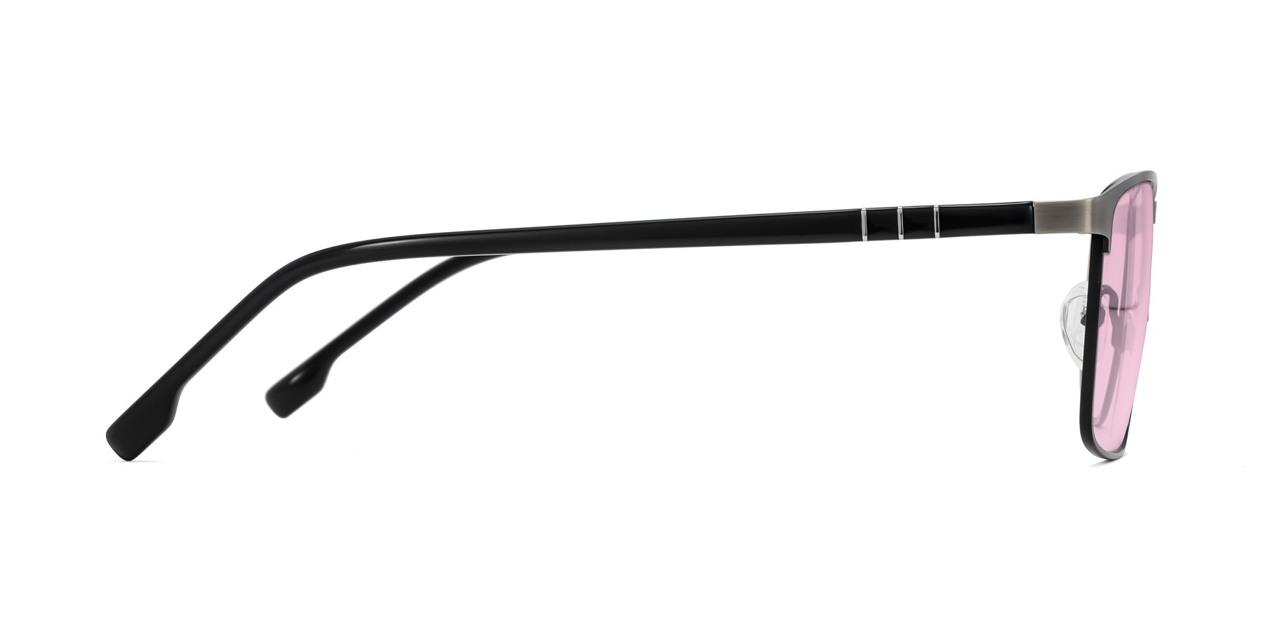 Side of Sampit in Brushed Silver with Light Pink Tinted Lenses