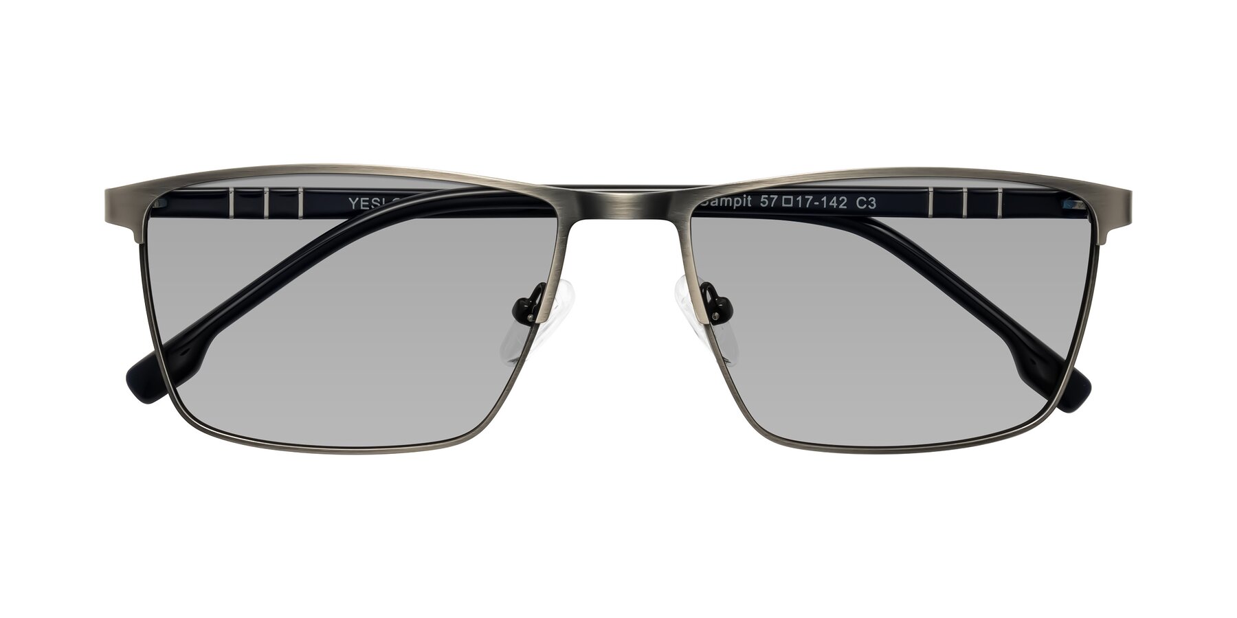 Folded Front of Sampit in Brushed Silver with Light Gray Tinted Lenses