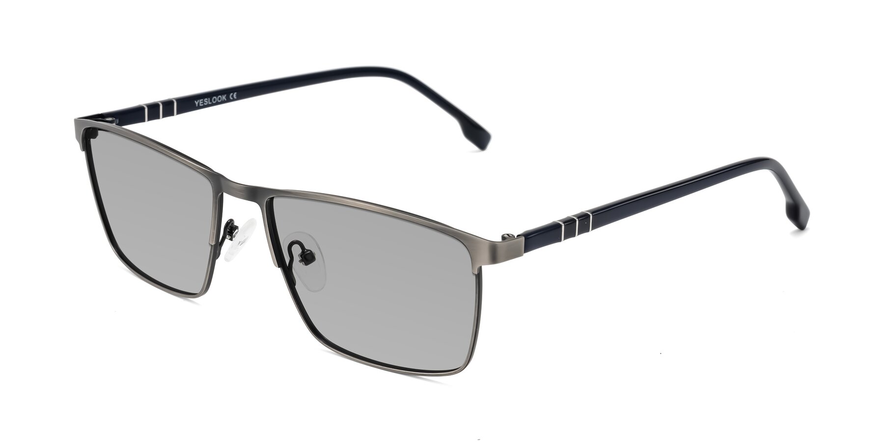 Angle of Sampit in Brushed Silver with Light Gray Tinted Lenses