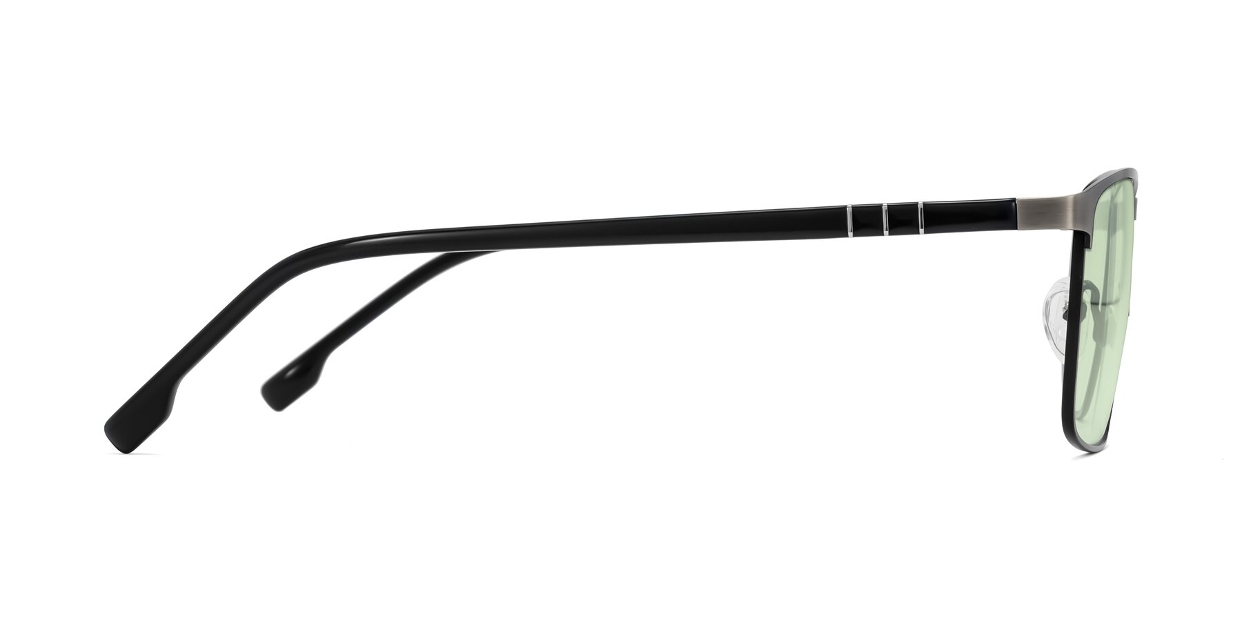 Side of Sampit in Brushed Silver with Light Green Tinted Lenses