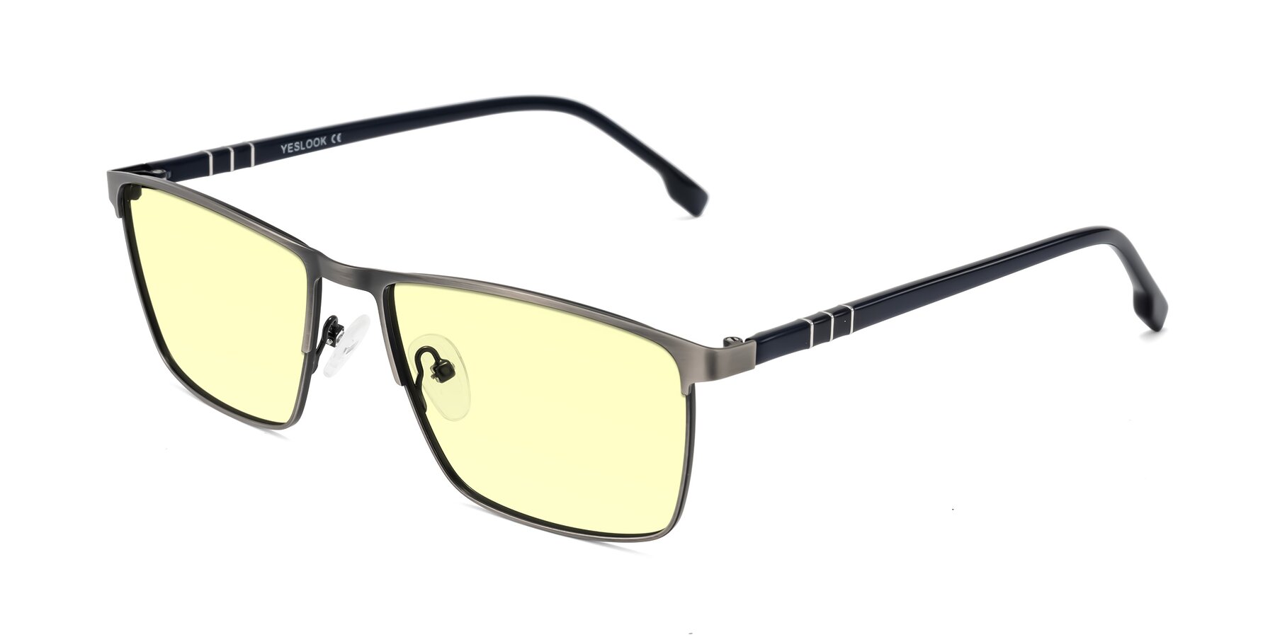 Angle of Sampit in Brushed Silver with Light Yellow Tinted Lenses