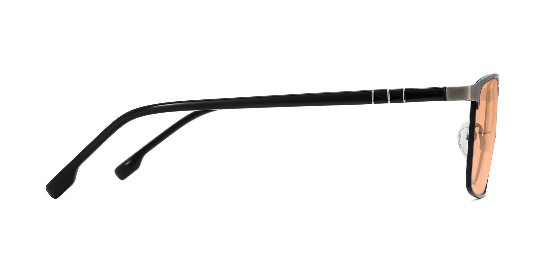 Side of Sampit in Brushed Silver with Light Orange Tinted Lenses