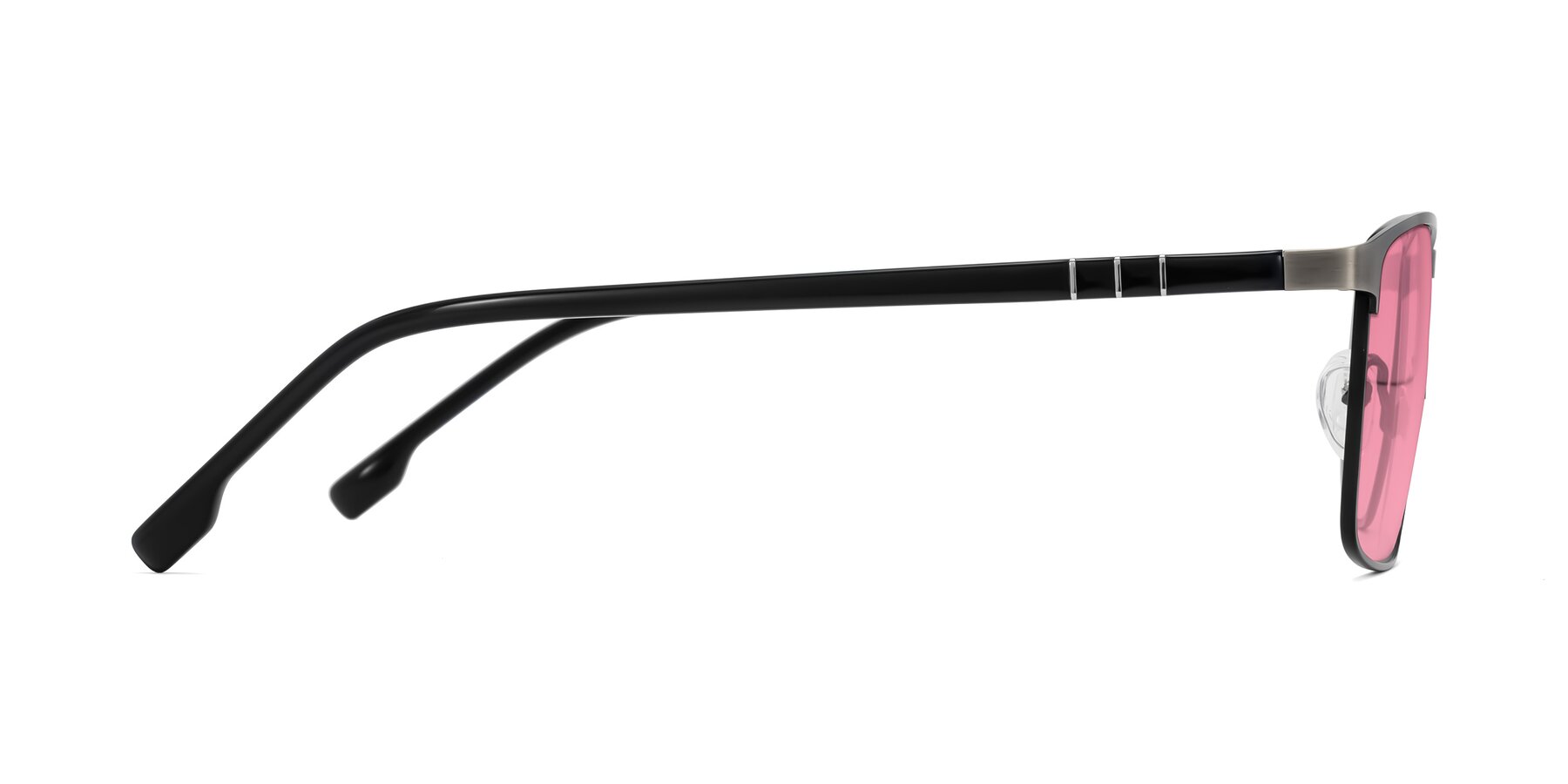 Side of Sampit in Brushed Silver with Pink Tinted Lenses