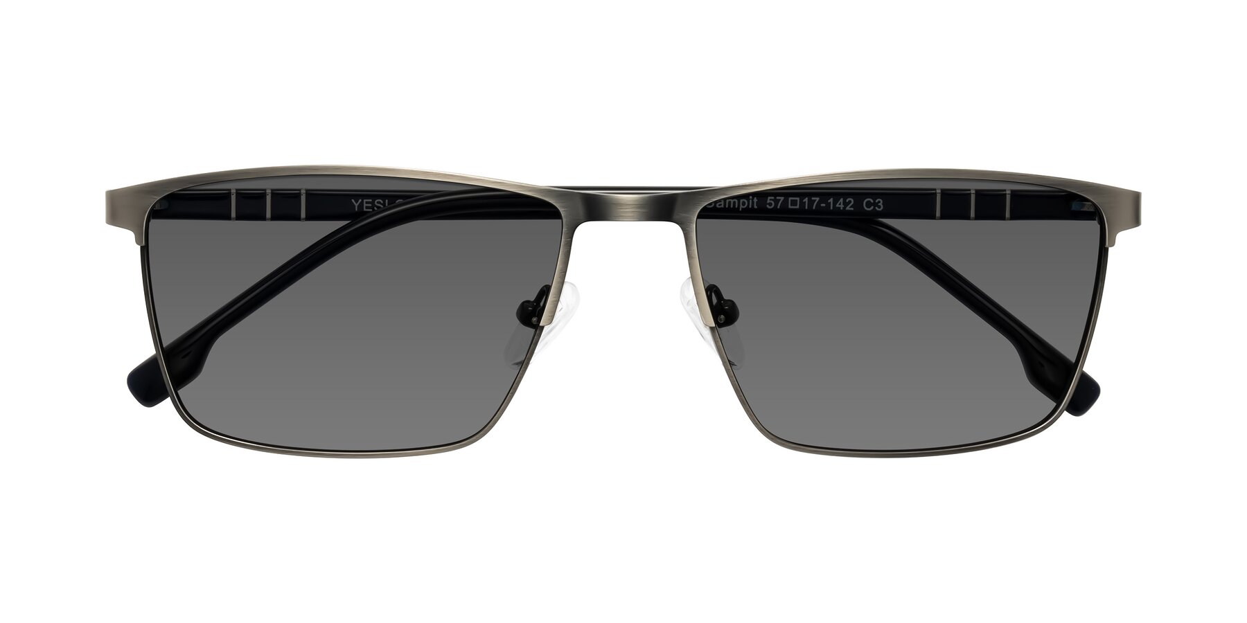 Folded Front of Sampit in Brushed Silver with Medium Gray Tinted Lenses