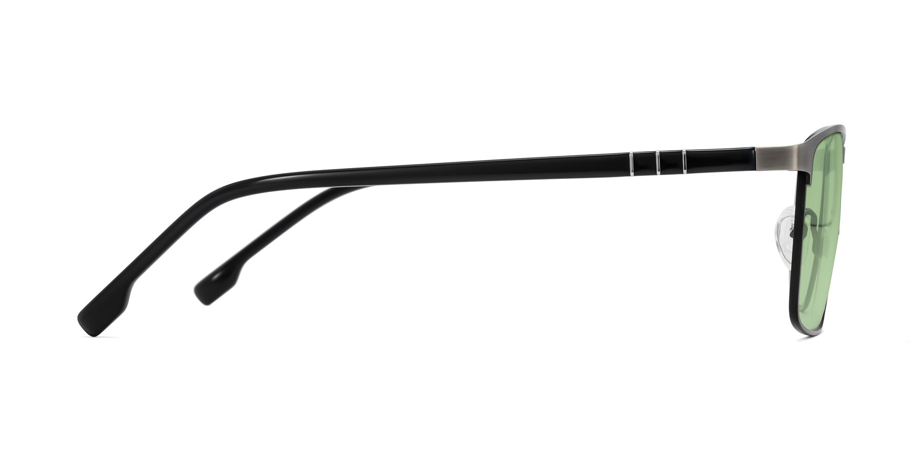 Side of Sampit in Brushed Silver with Medium Green Tinted Lenses