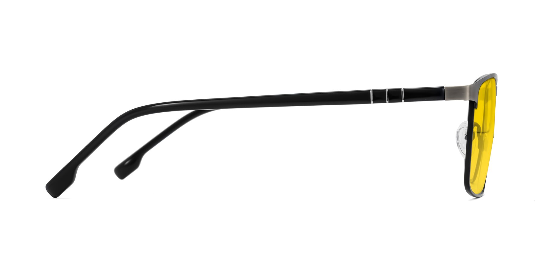 Side of Sampit in Brushed Silver with Yellow Tinted Lenses