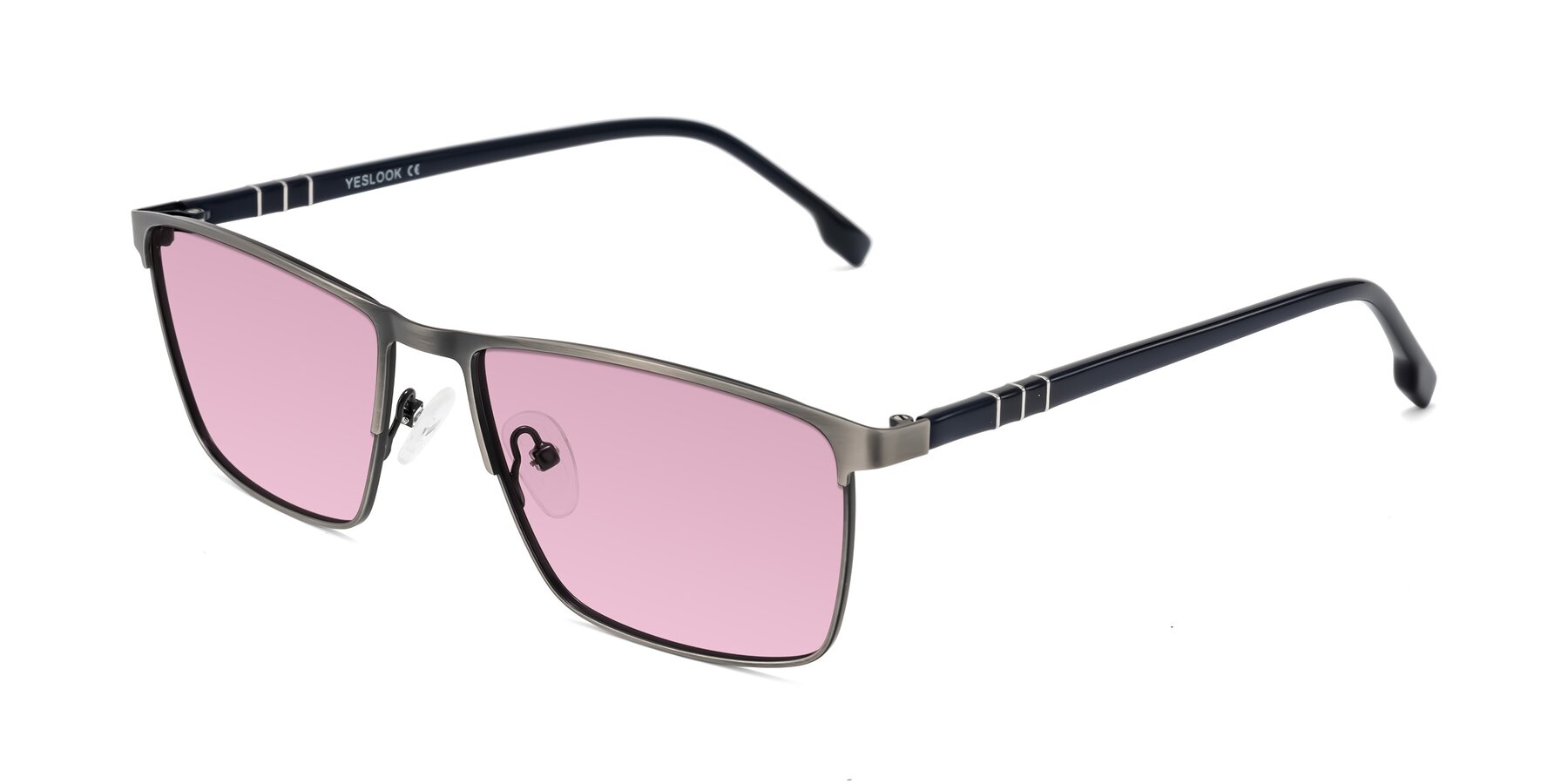 Angle of Sampit in Brushed Silver with Light Wine Tinted Lenses