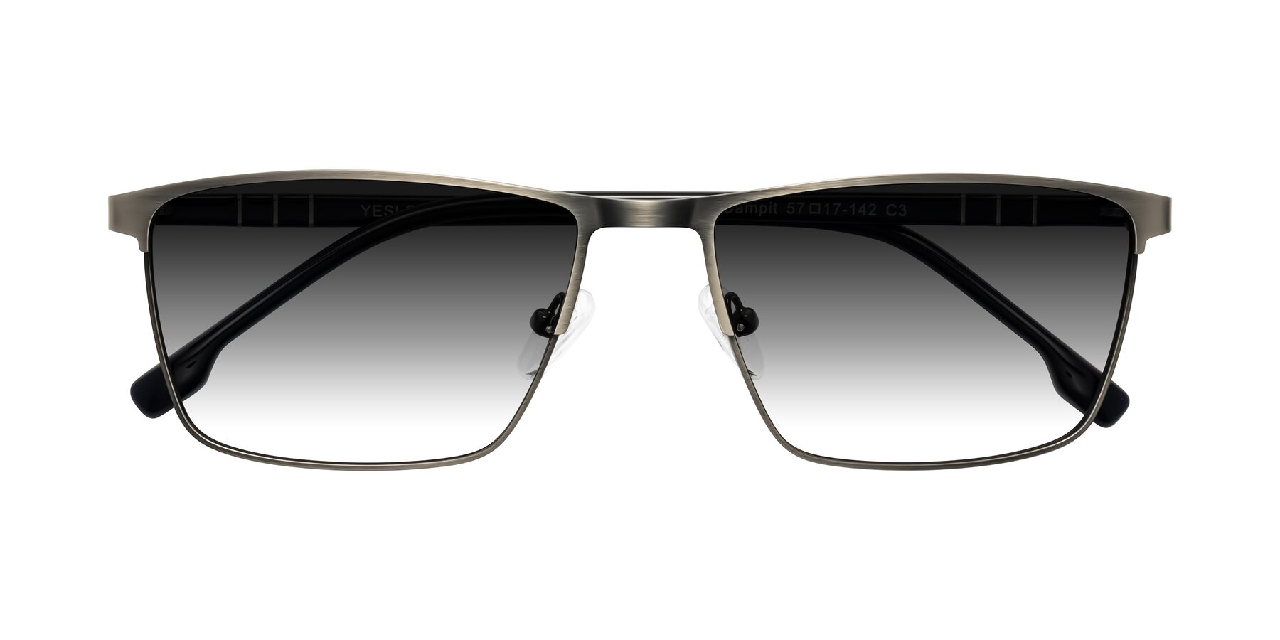 Folded Front of Sampit in Brushed Silver with Gray Gradient Lenses