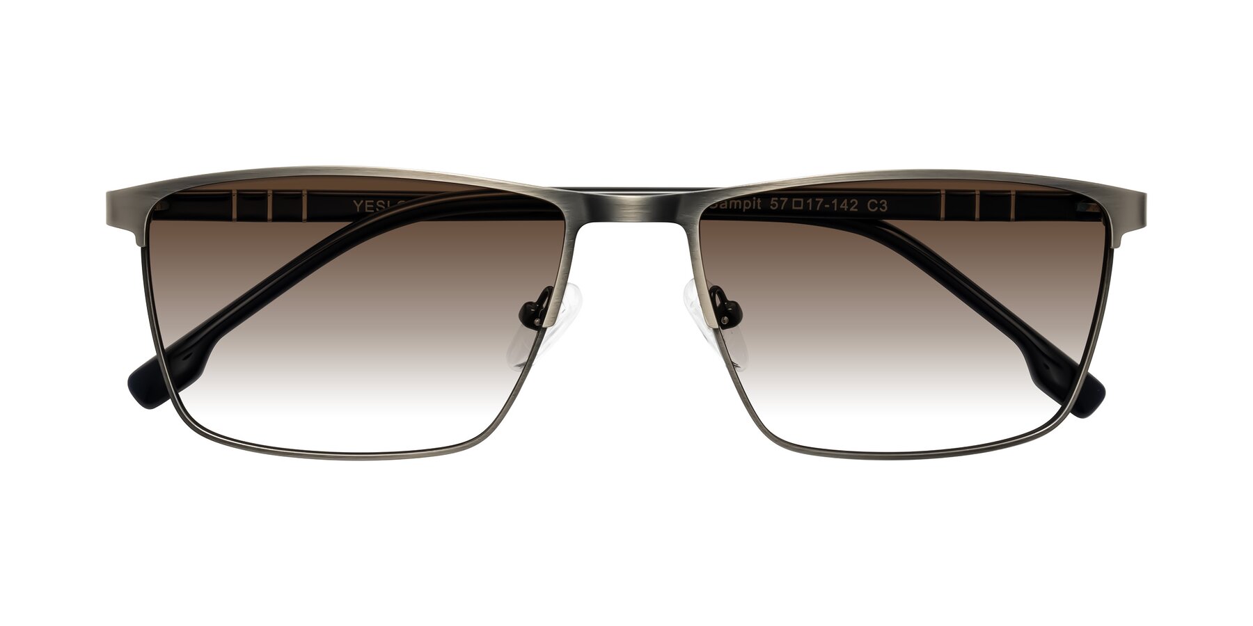 Folded Front of Sampit in Brushed Silver with Brown Gradient Lenses
