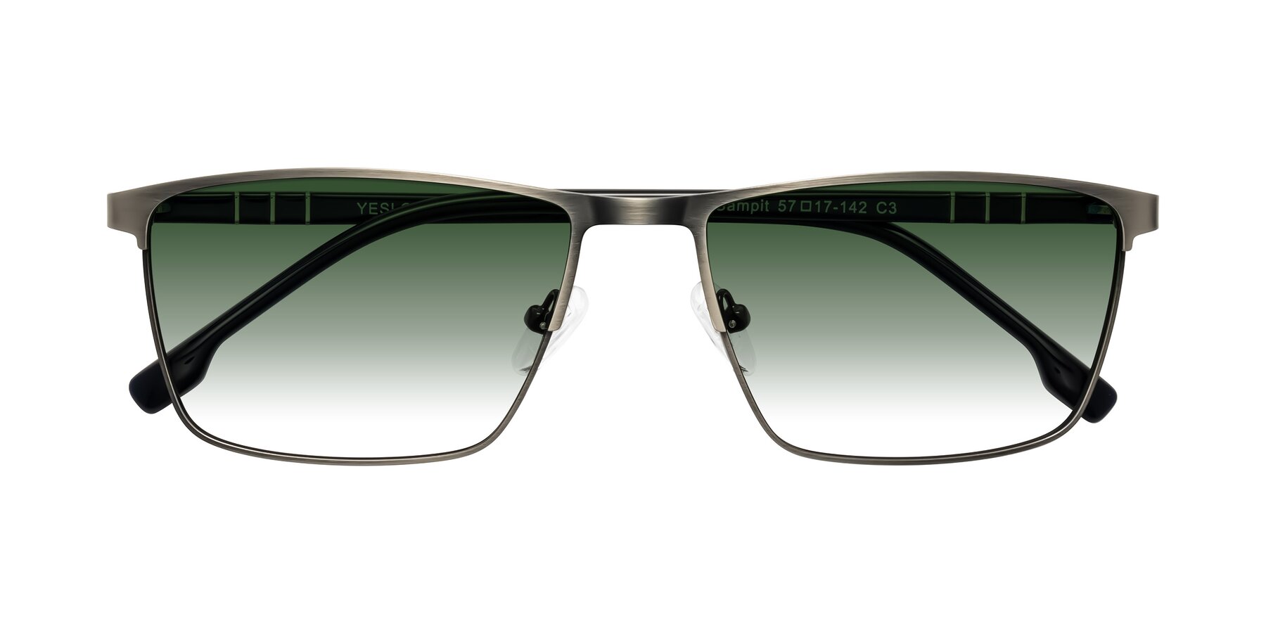 Folded Front of Sampit in Brushed Silver with Green Gradient Lenses