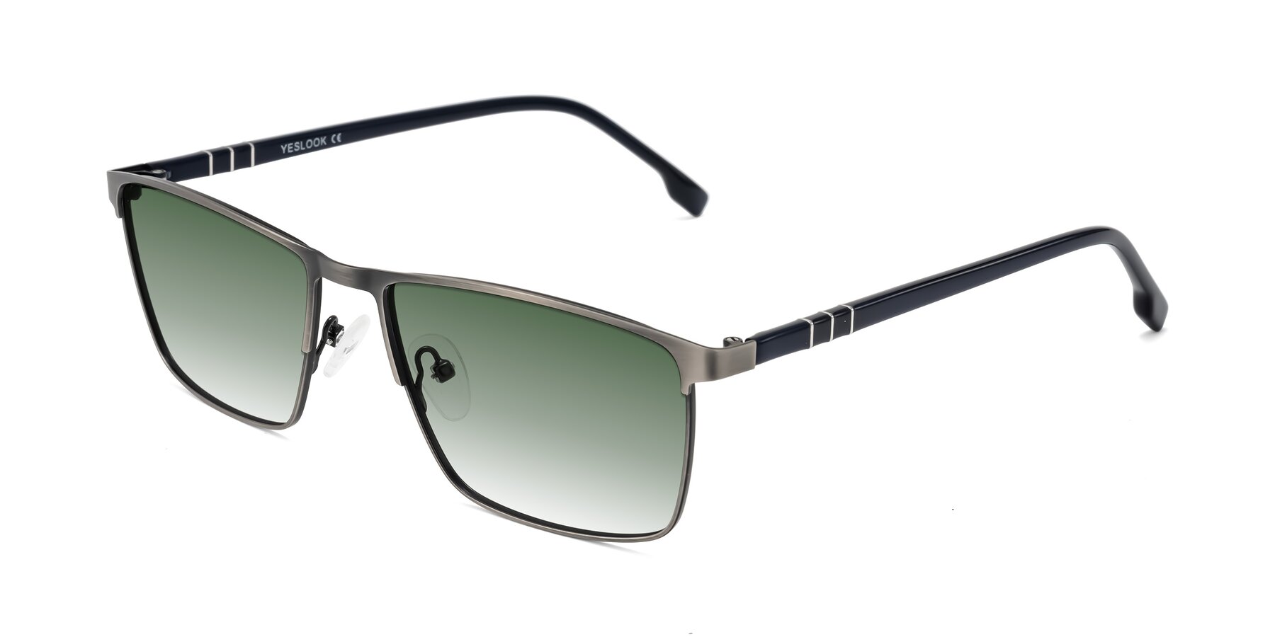 Angle of Sampit in Brushed Silver with Green Gradient Lenses