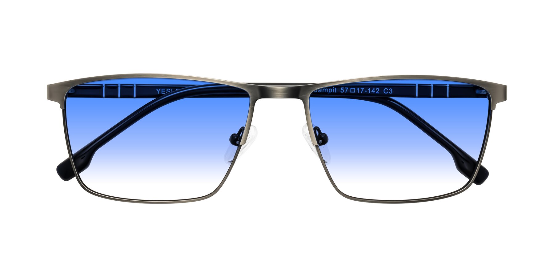 Folded Front of Sampit in Brushed Silver with Blue Gradient Lenses