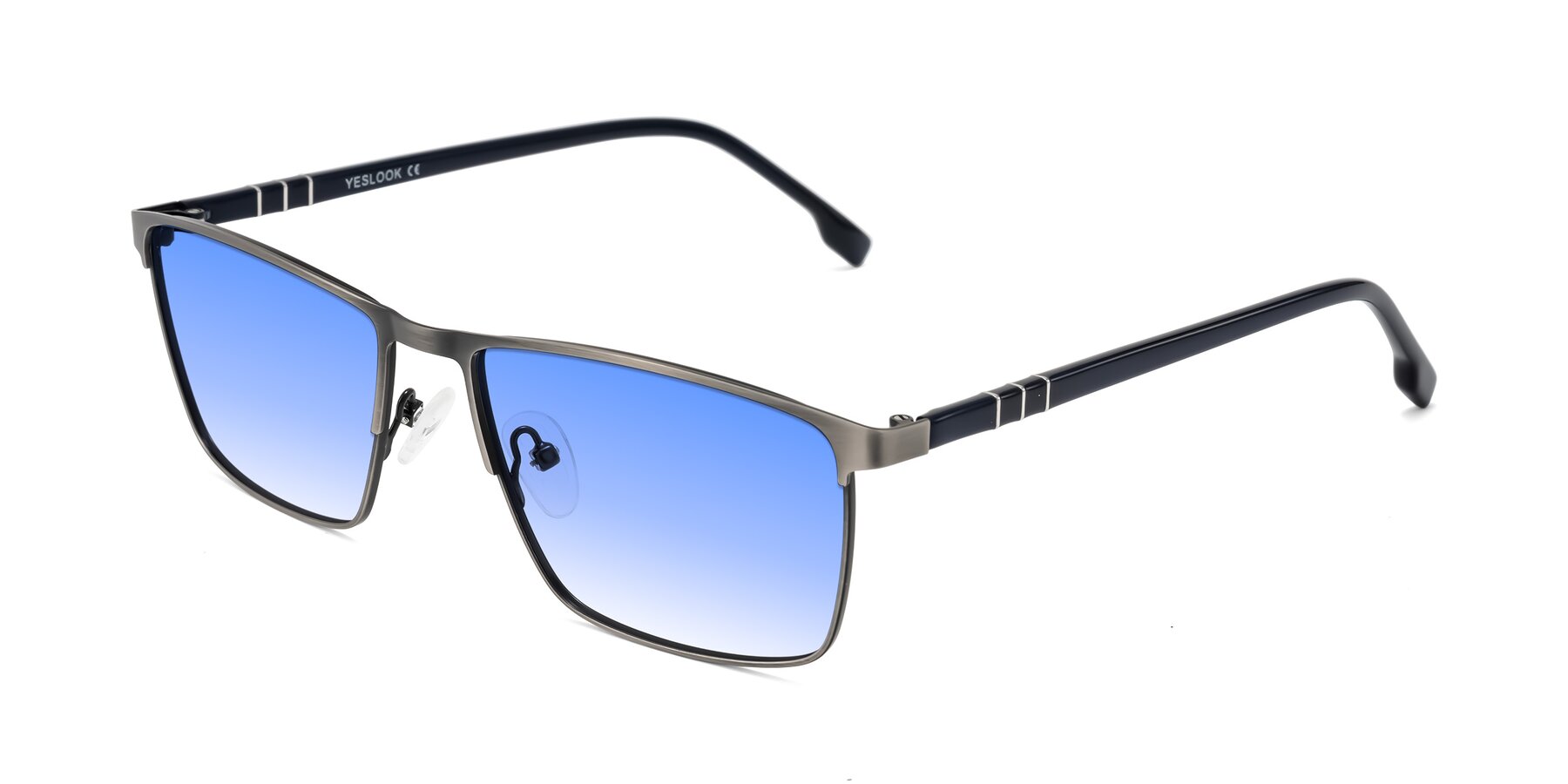 Angle of Sampit in Brushed Silver with Blue Gradient Lenses