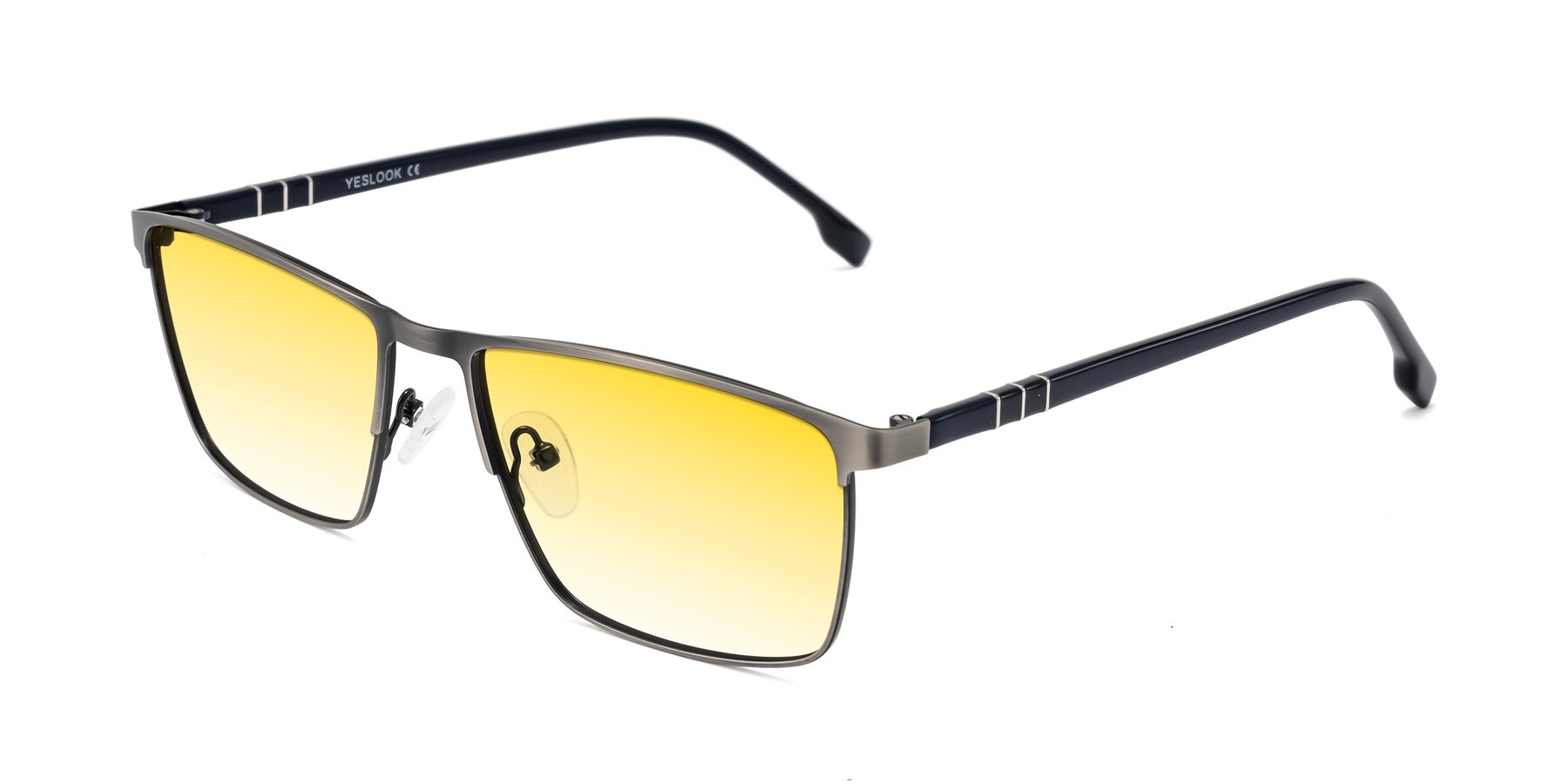 Angle of Sampit in Brushed Silver with Yellow Gradient Lenses