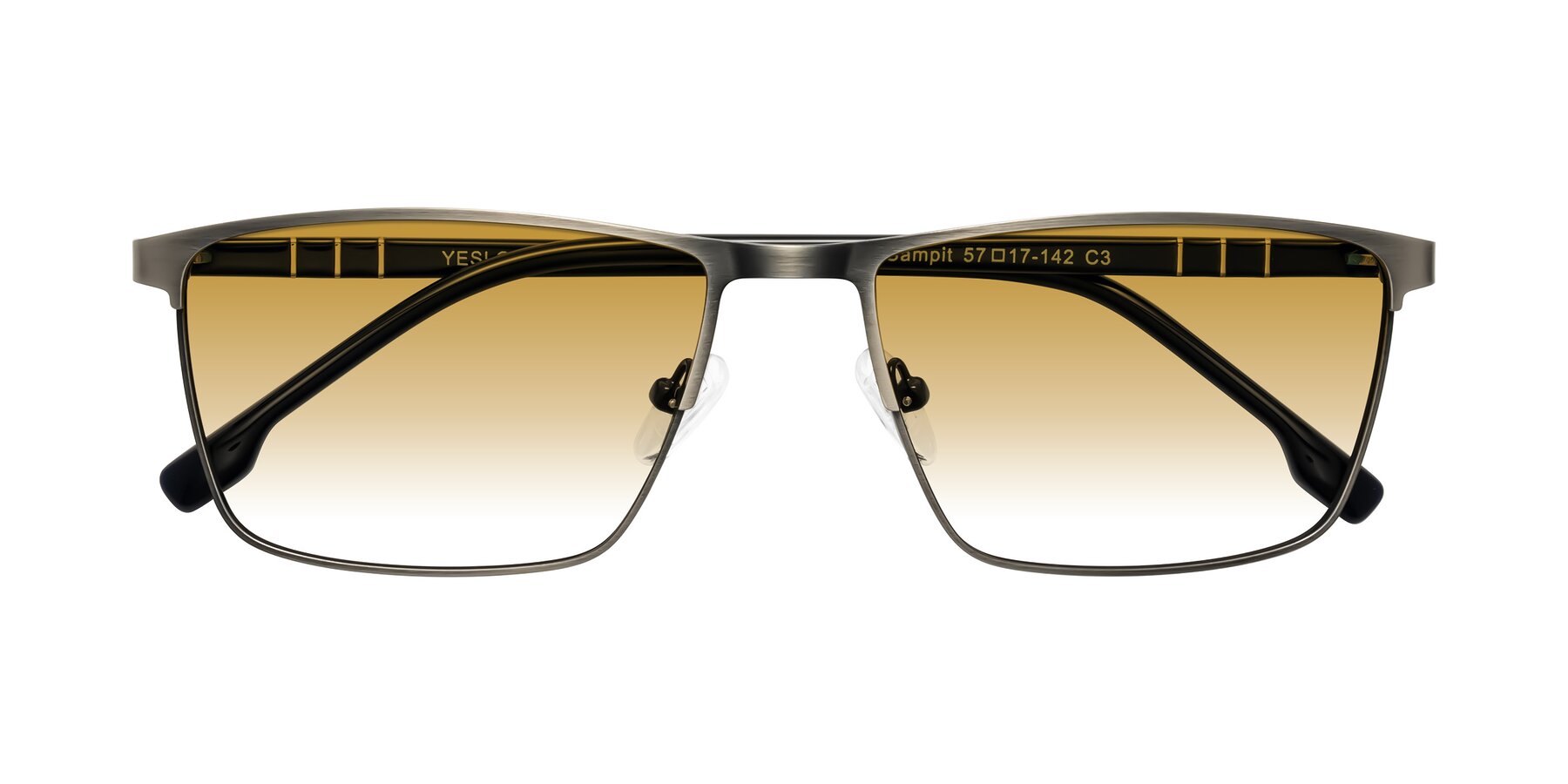 Folded Front of Sampit in Brushed Silver with Champagne Gradient Lenses