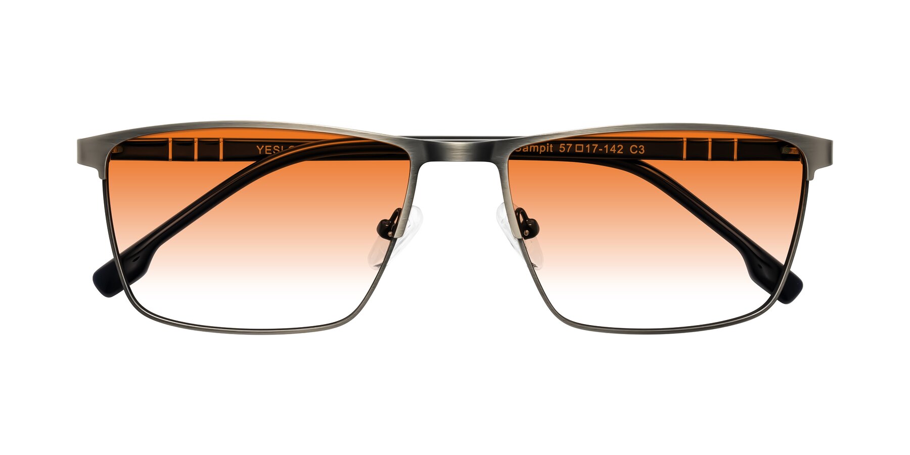 Folded Front of Sampit in Brushed Silver with Orange Gradient Lenses