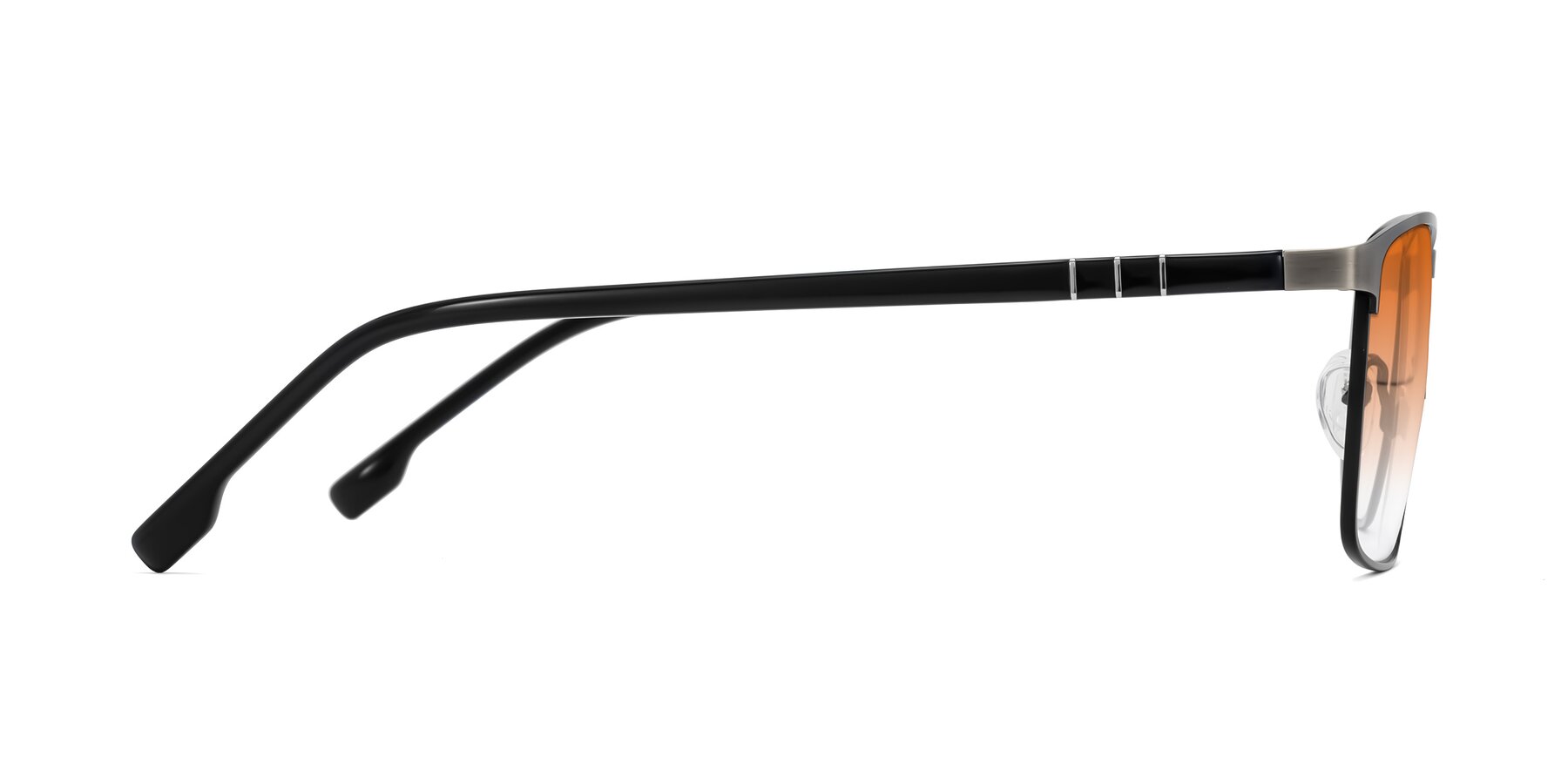 Side of Sampit in Brushed Silver with Orange Gradient Lenses