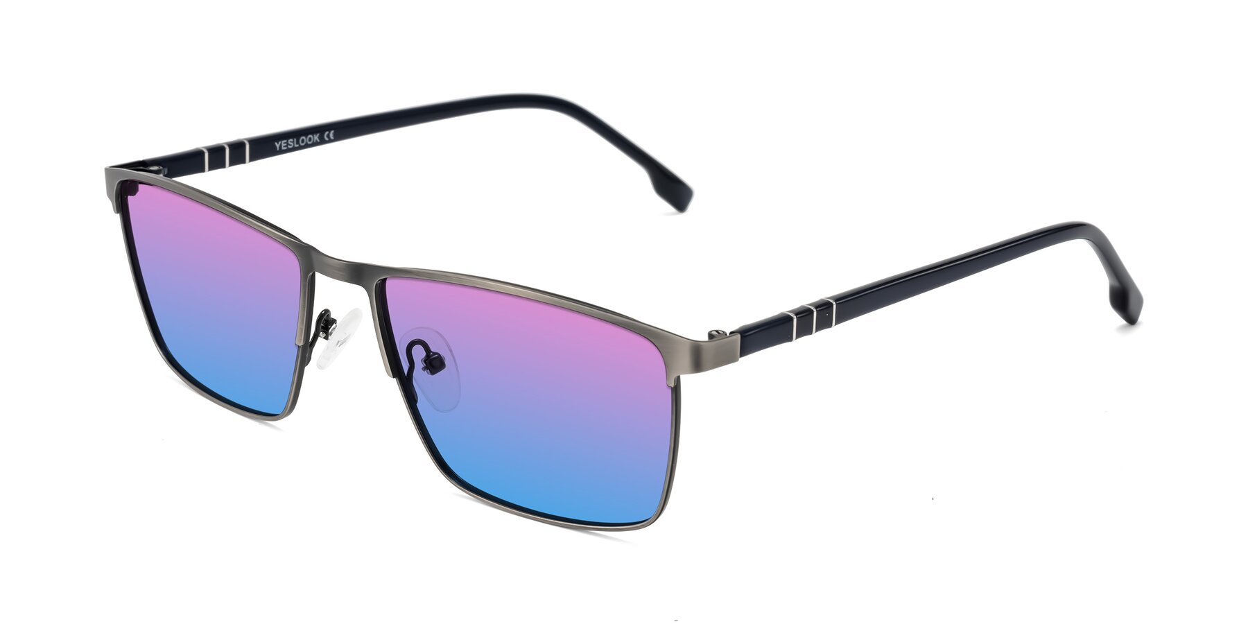 Angle of Sampit in Brushed Silver with Pink / Blue Gradient Lenses