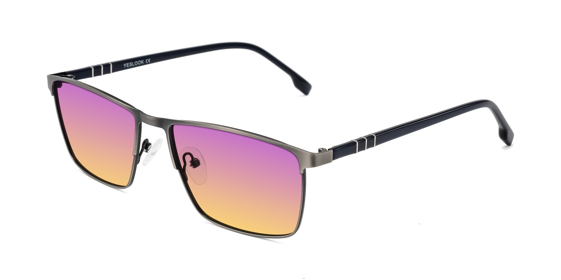 Angle of Sampit in Brushed Silver with Purple / Yellow Gradient Lenses