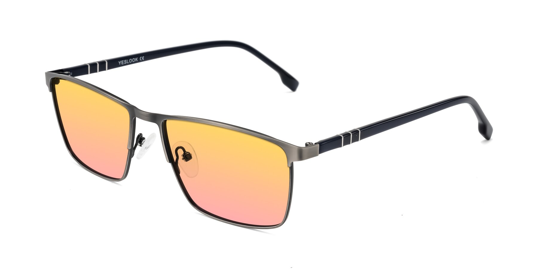 Angle of Sampit in Brushed Silver with Yellow / Pink Gradient Lenses