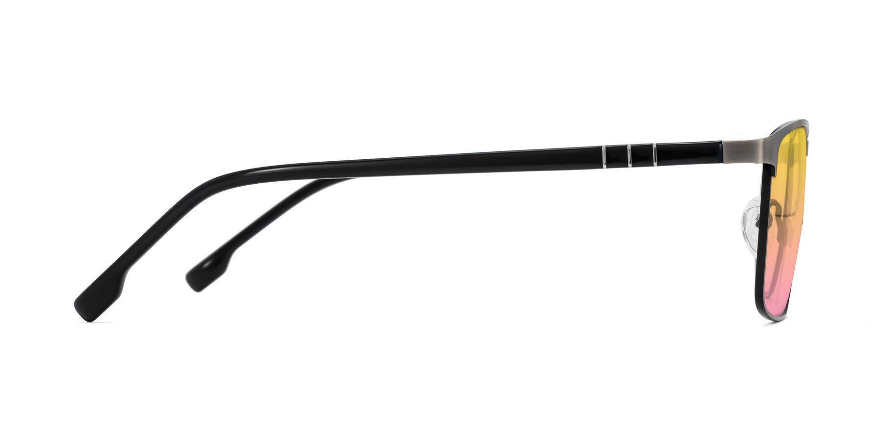 Side of Sampit in Brushed Silver with Yellow / Pink Gradient Lenses