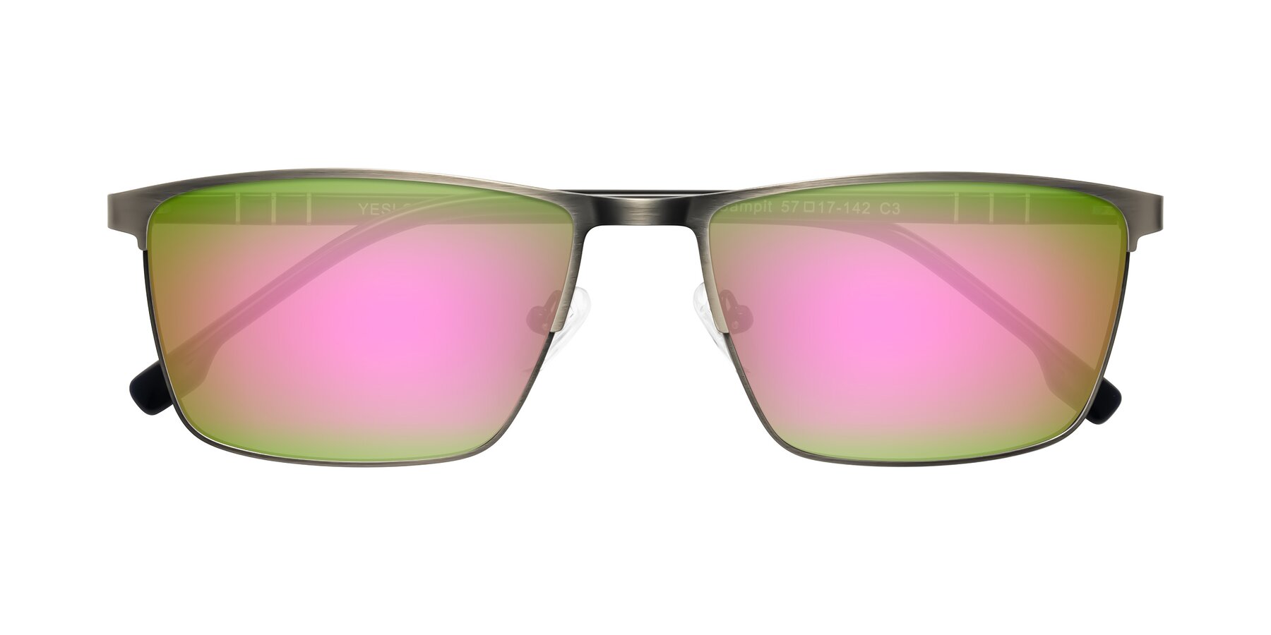 Folded Front of Sampit in Brushed Silver with Pink Mirrored Lenses