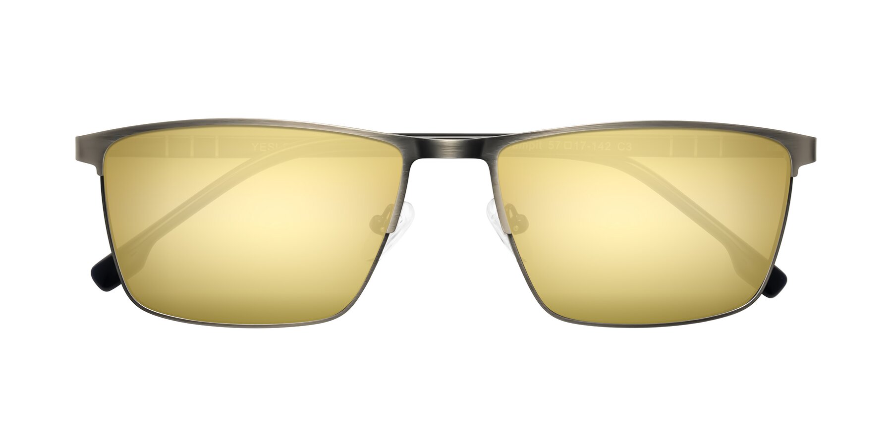 Folded Front of Sampit in Brushed Silver with Gold Mirrored Lenses