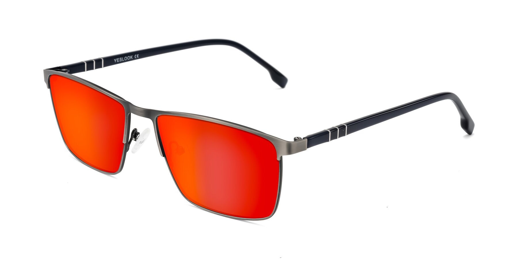 Angle of Sampit in Brushed Silver with Red Gold Mirrored Lenses