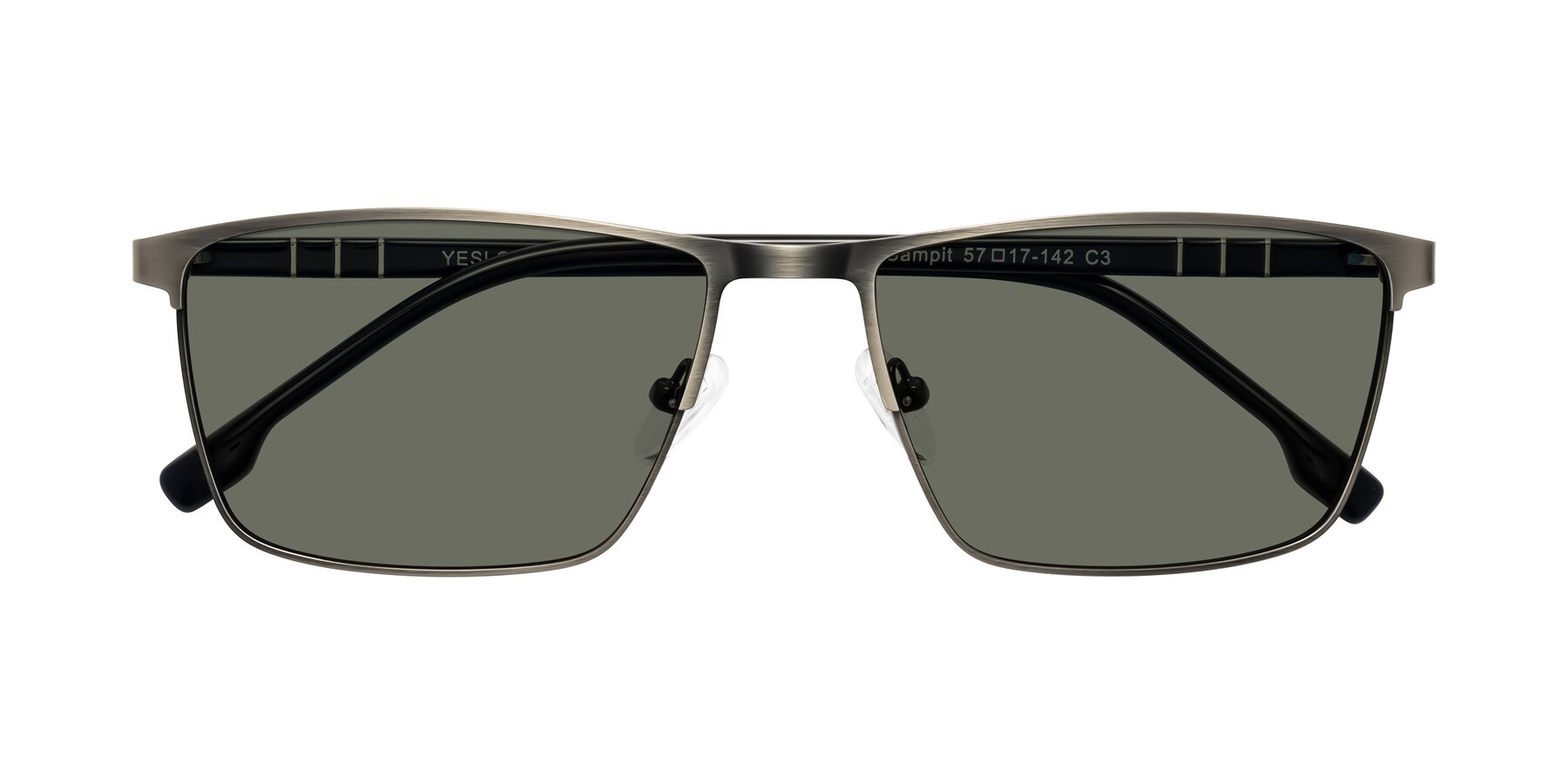 Folded Front of Sampit in Brushed Silver with Gray Polarized Lenses