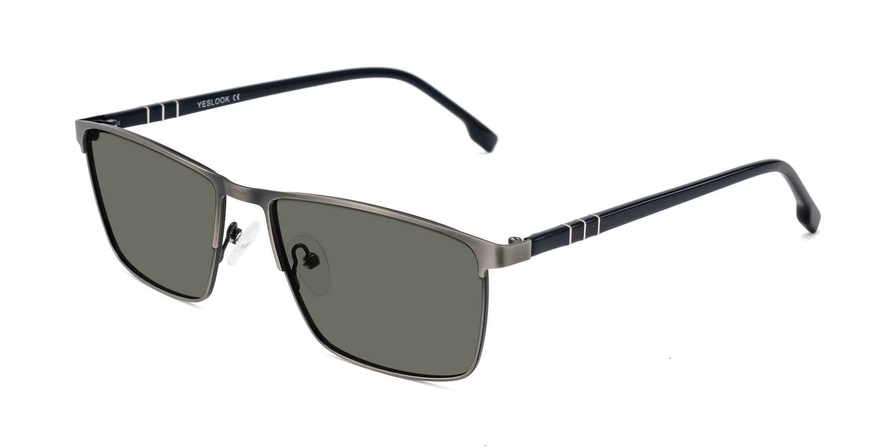 Angle of Sampit in Brushed Silver with Gray Polarized Lenses